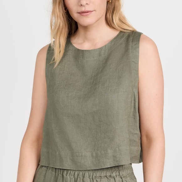 XIRENA Robbie Linen Top (Mossy) - Medium - Picture 1 of 9